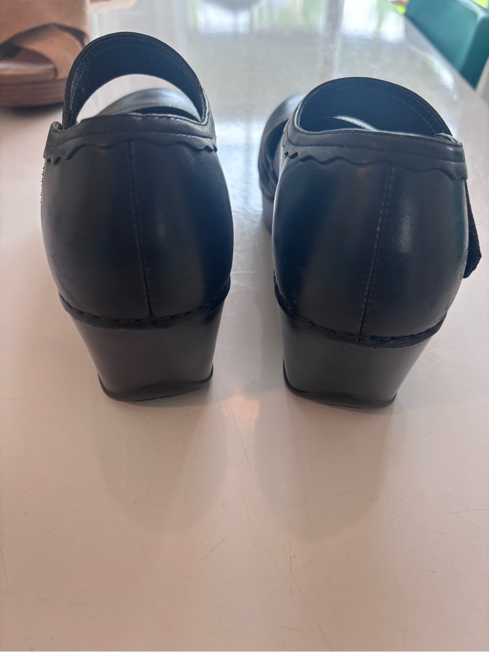 Dansko Black Leather Mary Jane Flats with Strap - Picture 5 of 5